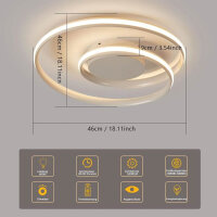 Sky angle LED Ceiling Light - Dimmable with Remote Control, 28W Adjustable Color and Brightness, Round Chandelier, 2500 LM 48 CM for Bedroom