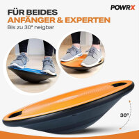 POWRX Balance Board Erwachsene/Kinder Ø 40cm mit Griffen I Therapiekreisel Physiotherapie für propriozeptives Training und Fitness, Wackelbrett Orange