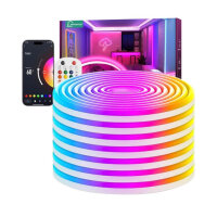 Lamomo Neon LED Strip 10m, RGB LED strip with remote control APP control, waterproof flexible LED strip, music sync indirect lighting band for living room, bedroom, playroom