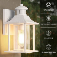 Lamomo outdoor lamp white, 3 lighting modes lamp with motion sensor outdoor, IP23 waterproof aluminum outdoor wall light LED for home