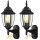 Lamomo outdoor lamp with motion sensor, pack of 2 outdoor lights, 3 modes, E27 socket, vintage aluminum wall light