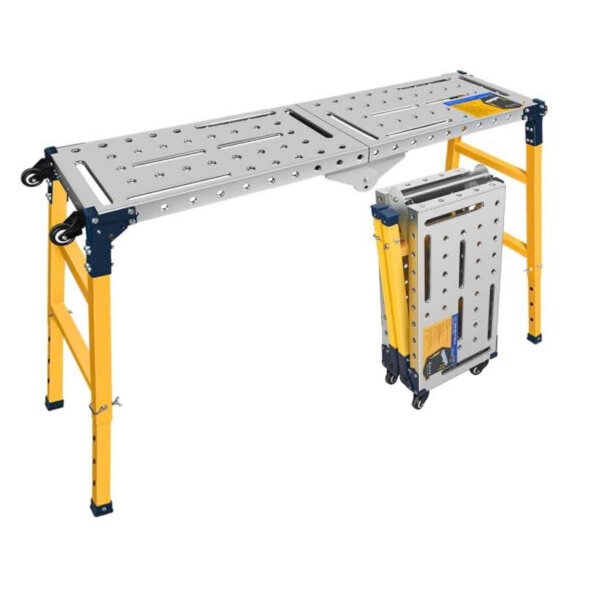 MOPEI Multifunktionale tragbare Aluminium-Arbeitsplattform mit 500 kg Tragkraft, verstellbarer Schweißtisch mit 36 ​​x 140 cm verzinkter Platte