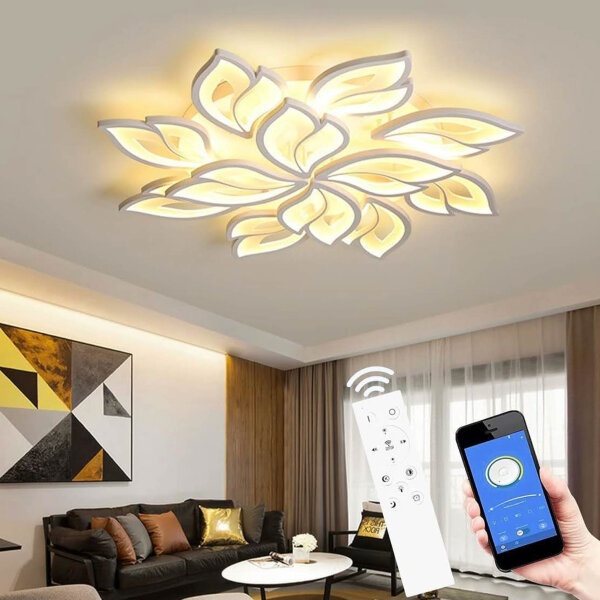 LED ceiling light dimmable, 90-180W ceiling lamp LED living room lamp with remote control APP color changing - modern living room lamp ceiling light energy saving dimming ceiling lighting bedroom lamp