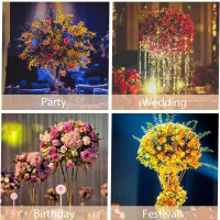 Sziqiqi Gold Flower Stand for Wedding: 50cm Tall Trumpet Vase for Tables Wedding Reception Set of 10 Centerpieces Decoration for Party Birthday Event Festival Celebration