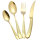 Xideman® cutlery set for 6 people, golden modern hammered, with ultra-sharp 2-IN-1 serrated knife, 18/10 stainless steel, 24 pieces, knife forks spoon set, dishwasher safe