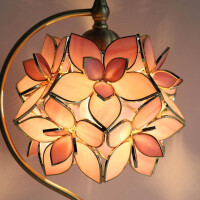 BIEYE L30747 Cherry Blossom Tiffany Style Stained Glass Ceiling Light with 21cm Wide Lampshade (Light Blue)