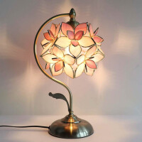 BIEYE L30747 Cherry Blossom Tiffany Style Stained Glass Ceiling Light with 21cm Wide Lampshade (Light Blue)