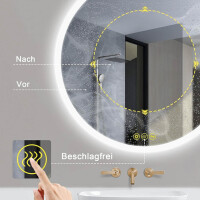 AI-LIGHTING Runder Badspiegel mit Beleuchtung 70 cm Badezimmerspiegel mit Beleuchtung Dimmbar Warmweiß/Kaltweiß/Neutral Spiegel für Bad Beleuchtet Wandspiegel mit Toucschalter für Badezimmer