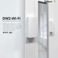 SONOFF DW2 WiFi drahtloser Tür-Fenstersensor, APP Alarm zur Automatisierung Ihres Zuhauses Drahtloses Alarm-Sicherheitssystem, kein Gateway erforderlich