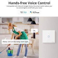 SONOFF T0EU1C Alexa Touch Lichtschater, Smart Wlan Touchschalter 1Weg Smart Home Wandschalter Typ 86mm, Funktioniert Mit Alexa/Google Home (1Fach Weiß)