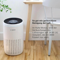 Bosch Air 4000 Luftreiniger bis zu 62,5 m² entfernt effektiv Schadstoffe dank HEPA-Filter, Silence-Modus - für Allergiker geeignet