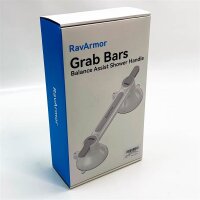 RavArmor 2 Pcs Shower Grab Bars with Safety Color Indicator Nano Glue Vacuum Suction Cup Thickened Shower Handle for Elderly Seniors Gray with White