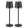 Pack of 2 LED Dimmable Battery Table Lamp Wireless Rechargeable Warm Light Color 3000K Table Lamp for Indoor and Outdoor Use with USB-C, Aluminum, IP54 Waterproof, Black [Energy Class A] (Black)