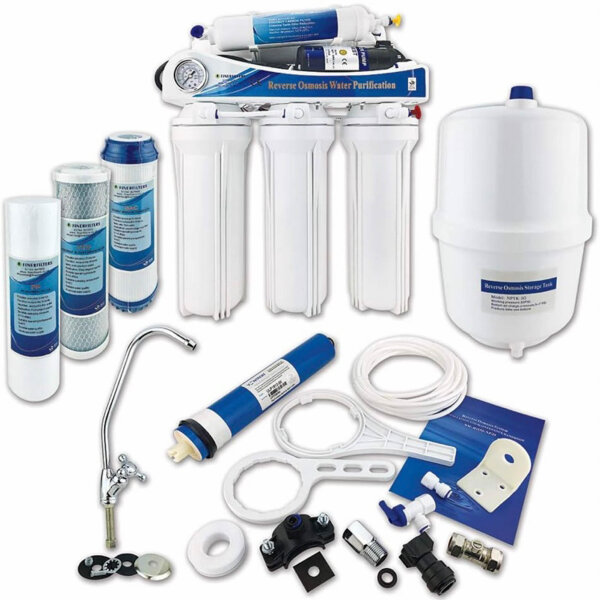 Finerfilters Under Sink Reverse Osmosis Drinking Water Filter System (50 GPD), Removes up to 99% of Contaminants for the Best Drinking Water (5 Stages with Booster Pump)