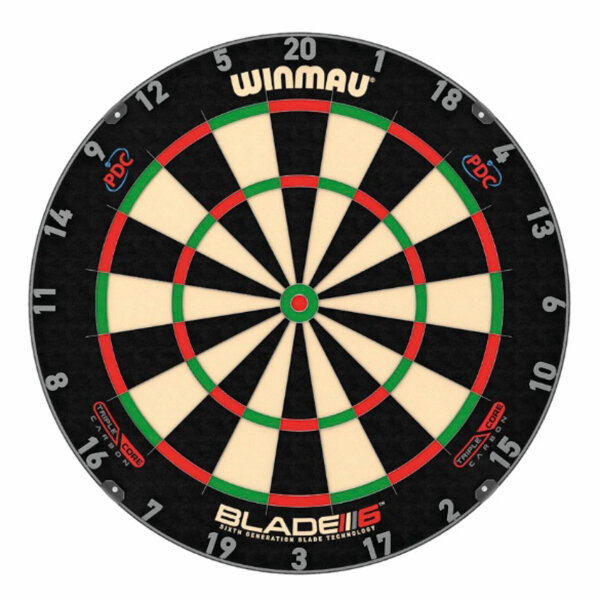 WINMAU Darts Blade 6 Triple Core Carbon Professional PDC Steel Tip Dartscheibe mit offiziellen Turnierspezifikationen | Empfohlen von der PDC