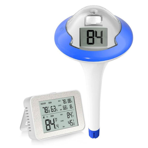 BALDR Pool Thermometer Funk, mit Indoor-Temperatur-Monitor, IPX7 Waterproofing und Größere Digitale Anzeige Leicht zu Lesen, die Innen-und Pool-Temperaturen an Ihren Fingerspitzen