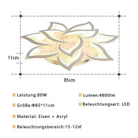 LED ceiling light dimmable, living room lamp with remote control, color changing, bedroom ceiling lamp, modern ceiling lighting, ceiling lighting, chandelier lamp, dimming 10 heads/Ø85cm/33.4in