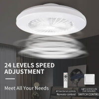 BKZO Moderne LED-Deckenleuchte mit Ventilator, Deckenventilator mit Lampe, 24 Ventilationsgeschwindigkeiten, stufenlos dimmbares Licht für Wohnzimmer, Schlafzimmer, Büro, 3000-5500 K, (weißer 48CM)