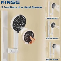 KINSE Wannenbatterie KINSE-123 Handbrause Wandeinhebelmischer Dusche Rückenbrause 4 Funktionen Brausebatterie Auslauf weiß
