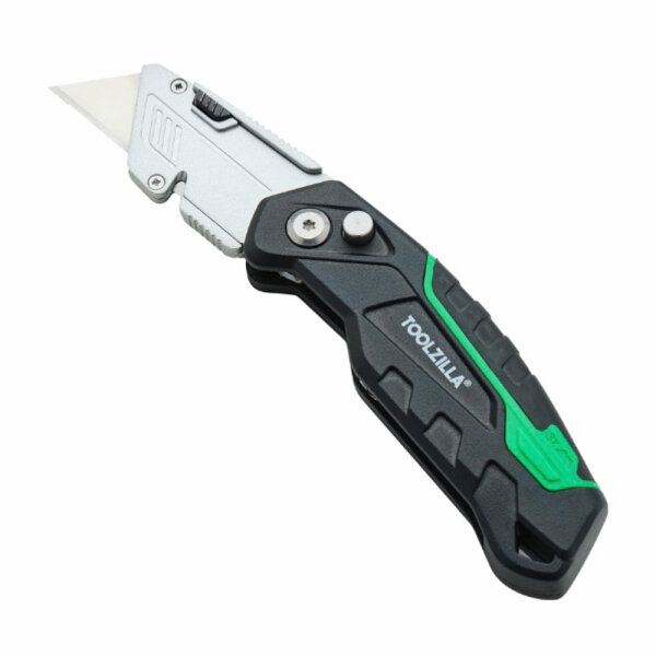 Toolzilla Utility Knife with Retractable Handle (with 9 Replacement Blades) - Heavy Duty Folding Cardboard Cutter - Razor Sharp Blade Perfect for Cardboard, Carpet, Rope, Boxes, Rubber and Leather - Perfect for Home Office and Outdoor Camping