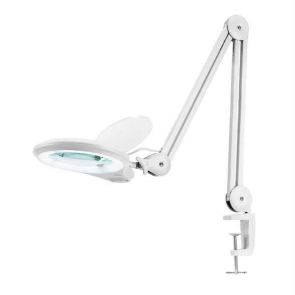 Neatfi Bifokale 1.200 Lumen LED-Lupenlampe mit Klemme, 5 Dioptrien und 20 Dioptrien, dimmbar, 60 SMD-LEDs, Linse mit 13 cm Durchmesser (weiß)