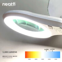 Neatfi Bifokale 1.200 Lumen LED-Lupenlampe mit Klemme, 5 Dioptrien und 20 Dioptrien, dimmbar, 60 SMD-LEDs, Linse mit 13 cm Durchmesser (weiß)