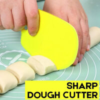 Dough scraper dough card dough cutter dough spatula dough scraper card - SURDOCA 3 pieces BPA free PE plastic flexible cake scraper, sharp edge corners silicone dough scraper, non-slip dough card silicone, yellow