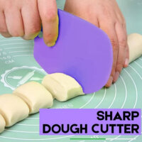 Dough scraper dough card dough cutter dough spatula dough scraper card - SURDOCA 3 pieces BPA free PE plastic flexible cake scraper, sharp edge corners silicone dough scraper, non-slip dough card silicone, purple