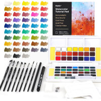 Funto Aquarellfarben-Set, 48 Farben, Übungsblock, 8...