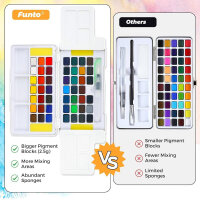 Funto Aquarellfarben-Set, 48 Farben, Übungsblock, 8 Pinsel, Wasserpinselstift, Bleistift, Fineliner, Radiergummi, Klebeband, Bleistiftspitzer, Sprühflasche, Malset für Erwachsene, Anfänger, Profis