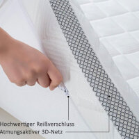 BedStory Gel Topper 200x200cm (ohne OVP) h3 h4 aus 7,5 cm Höhe Kaltschaumkern, atmungsaktive 3D-Netz Bezug, Bequeme Matratzentopper für Boxspringbett und unbequemem Betten Schlafsofa Weiß