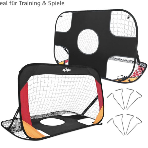 KAIDIDA Mini-Fußballtore faltbar 2er-Set für Kinder, 75 * 75 * 120cm,popup-Tor mit Torwand, Outdoor mit Tragetasche, Polyester,für Garten und Strand.