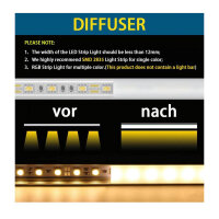 Chesbung LED Aluminium Profil 1m, 6er Set, U-Form, für Strips, Inkl. milchig-weißer Abdeckungen, Endkappen und Befestigungsmaterial