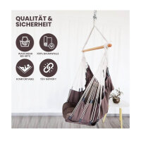 PRIME ART WOOD hanging chair with 2 large cushions including ceiling hooks - perfect for switching off, relaxing and feeling good - outdoor and indoor - hammock grey