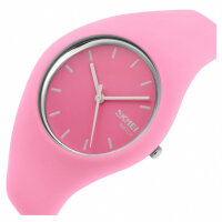 SKMEI Watch for Men or Women, Soft Silicone Strap Unisex Watches (Pink)