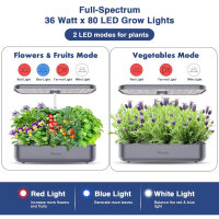 Yoocaa Smart Garden für den Anbau von 12 Pflanzen, Mini-Hydroponik-Gewächshaus für zu Hause, Hydroponik-Komplettset mit LED-Licht für den Innenanbau – einstellbare Höhe und automatischer Timer (hellgrau)