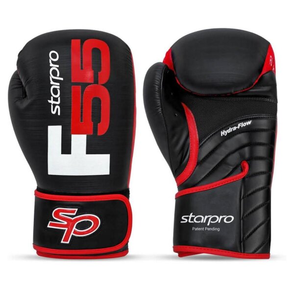 Starpro F55 Fusion Leather Boxhandschuhe 8oz für Männer und Frauen – Synthetische PU-Boxhandschuhe für Muay Thai, Kickboxen, Fitness und Boxercise-Training in Schwarz und Rot