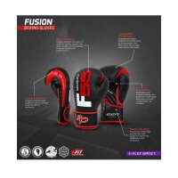 Starpro F55 Fusion Leather Boxhandschuhe 8oz für Männer und Frauen – Synthetische PU-Boxhandschuhe für Muay Thai, Kickboxen, Fitness und Boxercise-Training in Schwarz und Rot