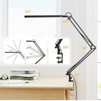 SKYLEO Schreibtischlampe LED – 80cm Schreibtisch Lampe – 5 Farbmodi x 11 Helligkeitsstufen – Verstellbarer Schwenkarm – Timmer und Speicherfunktion – 12W Desk Lamp – Schwarz