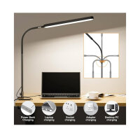 SKYLEO Schreibtischlampe LED – 85cm Schreibtisch Lampe – Flexibler Schwanenhals – 5 Farbmodi x 11 Helligkeitsstufen – 1300LM – Timmer und Speicherfunktion – 12W Desk Lamp – Schwarz