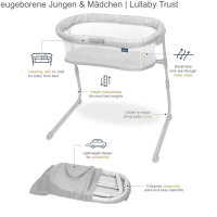 HALO Baby Flex BassiNest, verstellbarer Reise-Kinderwagen, leicht zusammenklappbar, leicht, mit Matratze und Tragetasche, Heather Weave