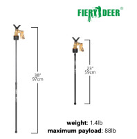 FIERY DEER Gen6 Schießstock & Zielstock Jagd, pirschstock Jagd, Professionelle Leichte Gewehrauflage mit 360° Drehbarem V-Yoke, Aluminium