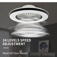 BKZO Moderne LED Deckenleuchte mit Ventilator, Deckenventilator mit Lampe, 24 Lüftungsgeschwindigkeiten, stufenlos dimmbares Licht für Wohnzimmer, Schlafzimmer, Büro, 3000-5500 K, (schwarzer Rahmen 50CM)