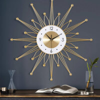 Lafocuse Large Gold Metal Wall Clock Modern Nordic Silent Clock Creative Decorative Art for Living Room Bedroom Office Kitchen 56cm