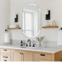 Artloge mirror wall decorative hallway mirror 50 x 80 cm oval, living room mirror decorative mirror silver bevelled mirror HD high-quality hanging mirror for living room bedroom bathroom