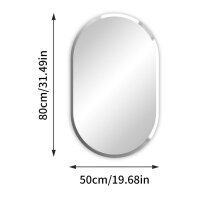 Artloge mirror wall decorative hallway mirror 50 x 80 cm oval, living room mirror decorative mirror silver bevelled mirror HD high-quality hanging mirror for living room bedroom bathroom