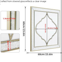 Artloge Gold Mirror Decorative Living Room Mirror Square Hallway Decoration Wall Mirror 60 cm Hallway Mirror Decorative Mirror with Gold Frame for Living Room Bedroom