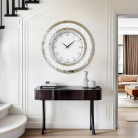 Artloge Wall Clock Large Modern Decorative Crystal Clocks, Radio Controlled Clock Living Room Wall Clocks without Ticking Noises Roman Numerals Battery Operated 80cm Clocks for Living Room, Bedroom, Kitchen Decoration Silver