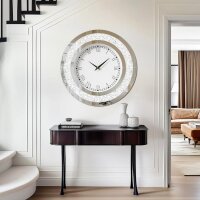 Artloge Wanduhr Groß Modern Deko Kristall Uhren, Wohnzimmer Wanduhren ohne Tickgeräusche Römische Ziffern Batteriebetrieben 80cm Uhren für Wohnzimmer, Schlafzimmer, Küchen Dekoration Silber