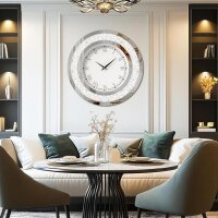 Artloge Wanduhr Groß Modern Deko Kristall Uhren, Wohnzimmer Wanduhren ohne Tickgeräusche Römische Ziffern Batteriebetrieben 80cm Uhren für Wohnzimmer, Schlafzimmer, Küchen Dekoration Silber